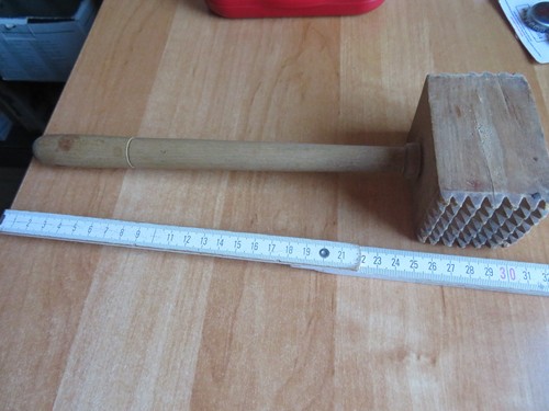 Alter fleischklopfer holz 30cm - fleischklopfer,